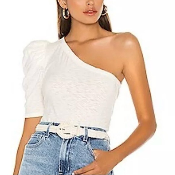 NATION LTD Cotton ONE SHOULDER top in Off white women’s size Medium - Picture 1 of 6